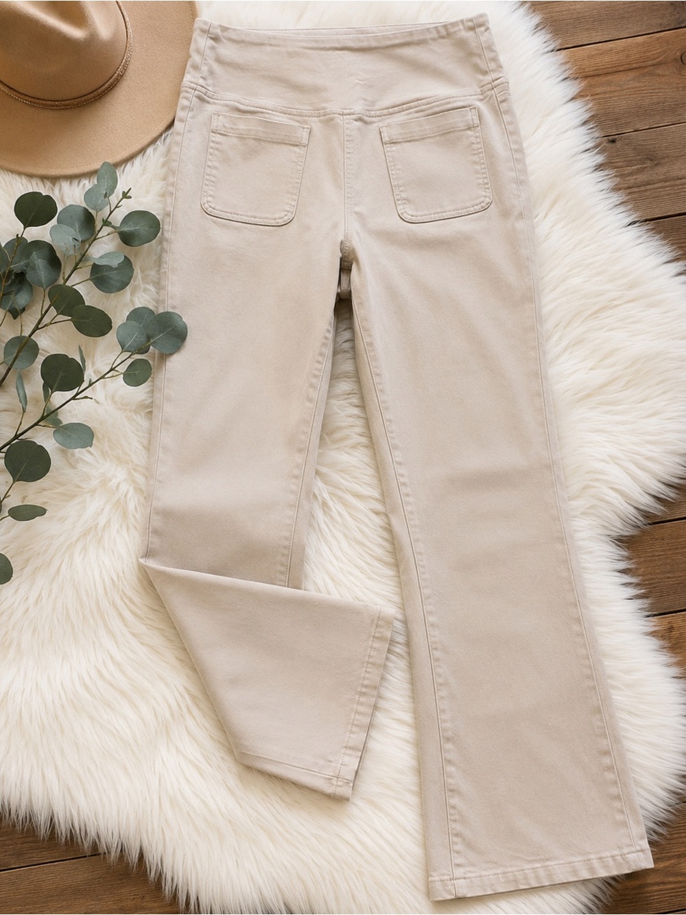 Belle by Kim Gravel TripleLuxe Twill Baby Boot Cut Jeans in Utopia Beige